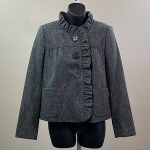 J.Crew Ruffle Neck Herringbone Blazer